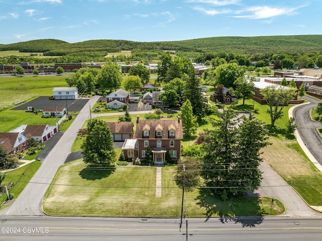 drone / aerial view with a mountain view