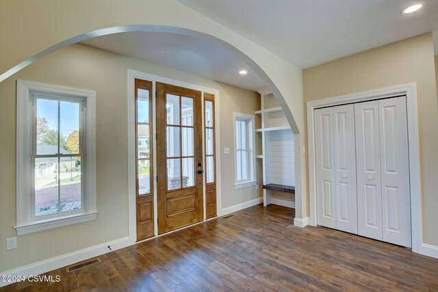 entryway featuring dark hardwood / wood-style flooring