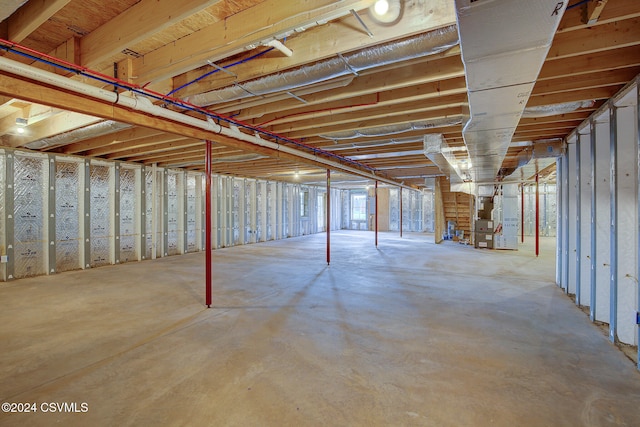 basement with heating unit