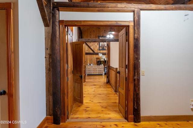 hall with light wood-type flooring