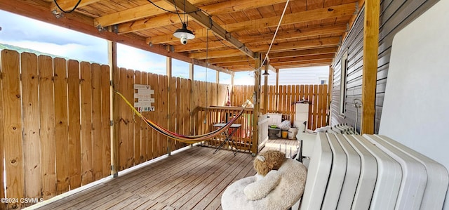 deck featuring ceiling fan