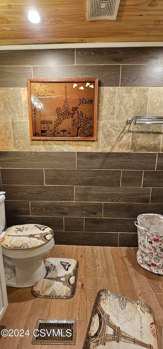 bathroom with wooden ceiling