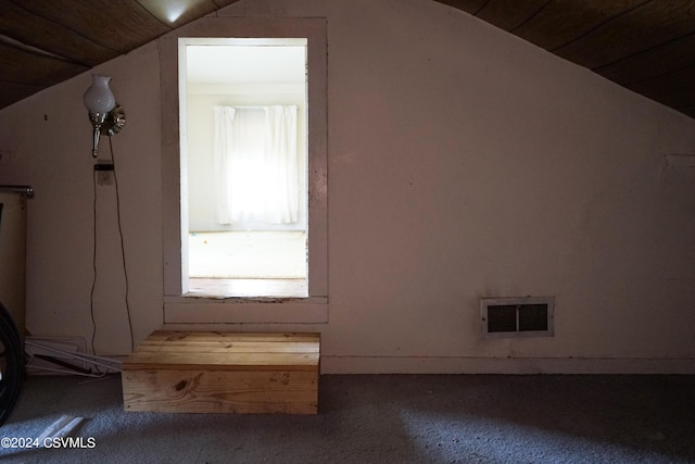 additional living space with carpet floors and vaulted ceiling