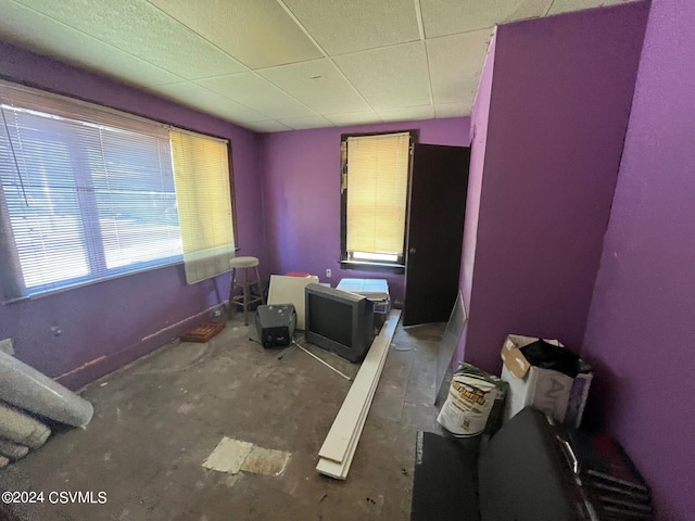 bedroom featuring a drop ceiling