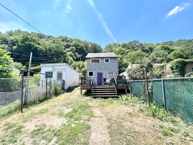 view of yard featuring a deck