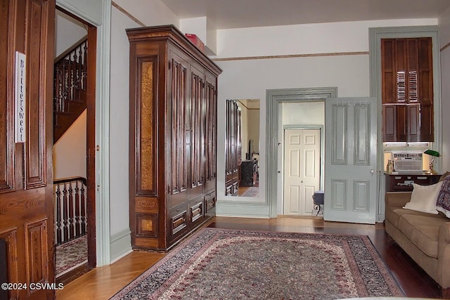 foyer entrance featuring wood-type flooring