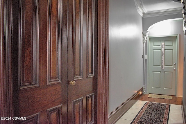 interior space featuring crown molding