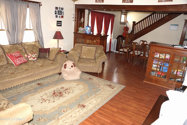 living room with wood-type flooring