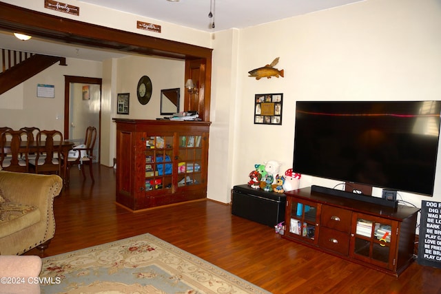 living room featuring wood-type flooring