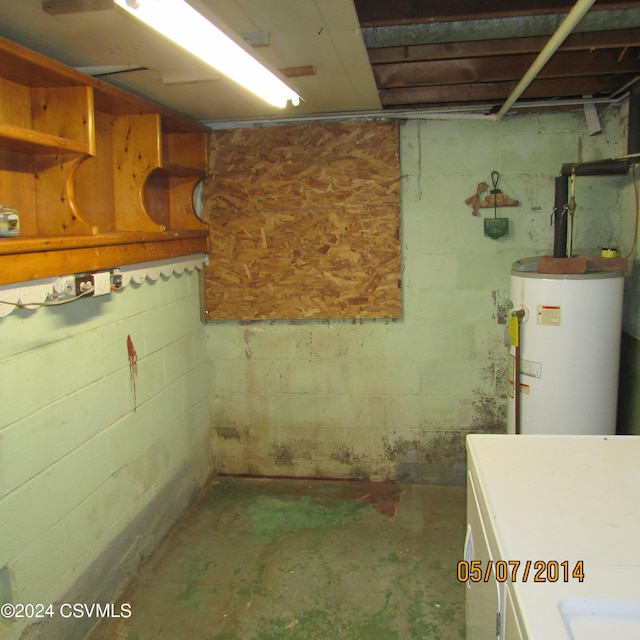 unfinished below grade area with water heater