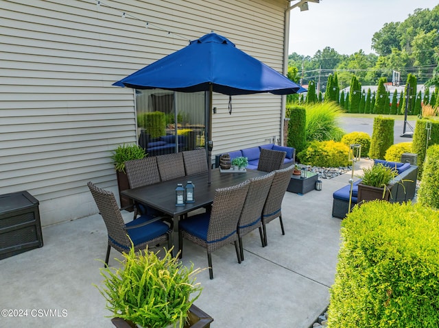 view of patio with an outdoor living space