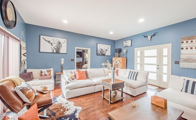 living room featuring light hardwood / wood-style flooring