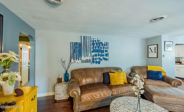 living room with hardwood / wood-style floors