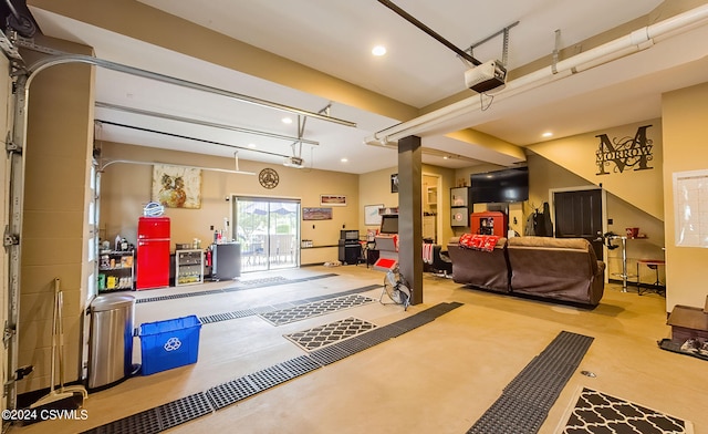 interior space with a garage door opener