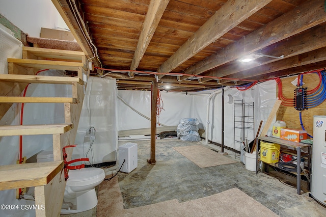 basement with water heater