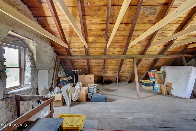 view of unfinished attic