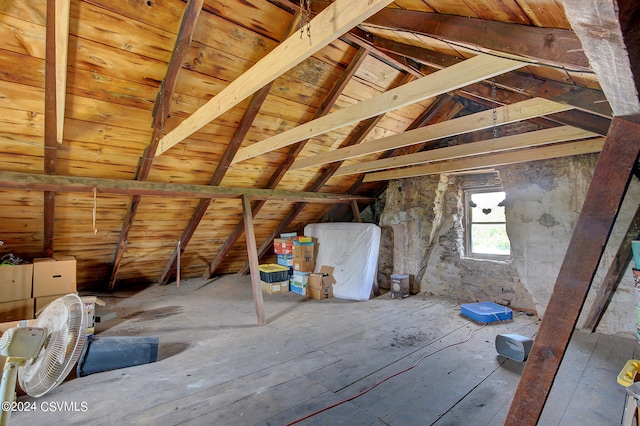 view of unfinished attic