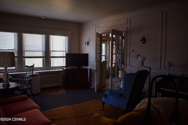 living room with hardwood / wood-style floors