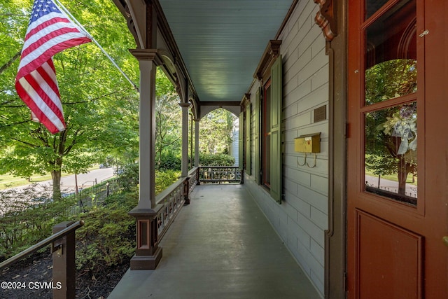 view of patio featuring covered porch