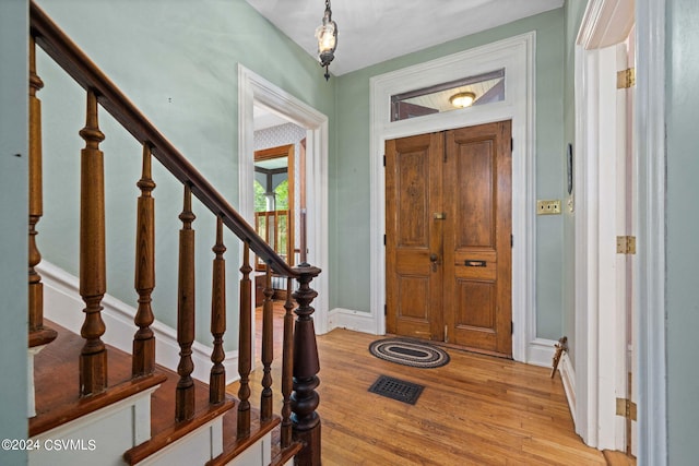 entrance foyer featuring light hardwood / wood-style flooring