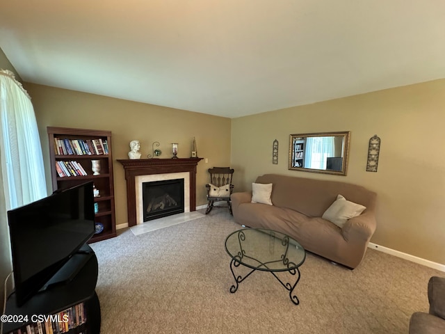 living room with carpet floors