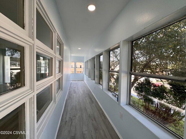 112 Green St, Edwardsville, PA 18704 - hall featuring baseboards, recessed lighting, and dark wood finished floors