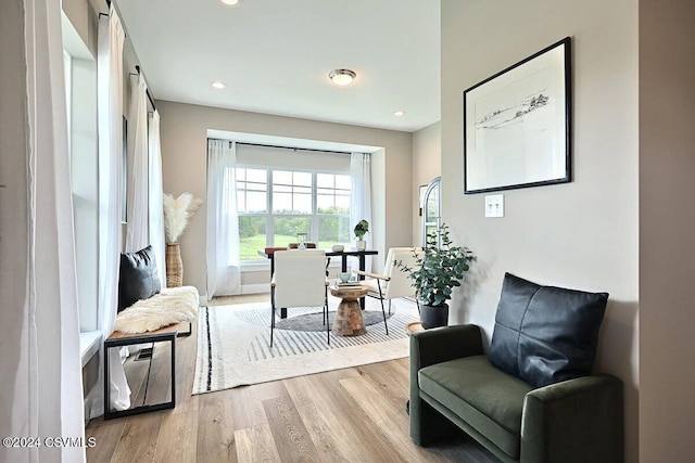 living area featuring light hardwood / wood-style flooring