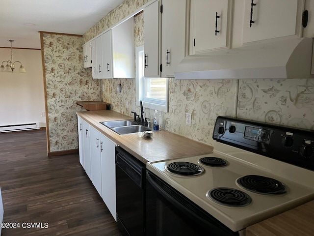 kitchen with white cabinets, dishwasher, electric stove, and sink