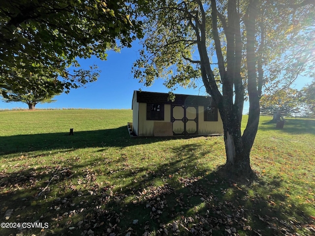 exterior space featuring a storage unit