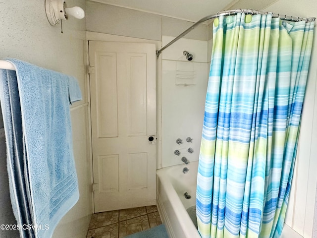 1442 Hemlock St, Coal Township, PA 17866 - full bathroom with shower / bath combo with shower curtain and tile patterned flooring