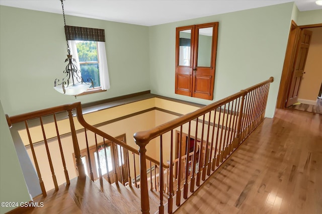 staircase featuring wood finished floors