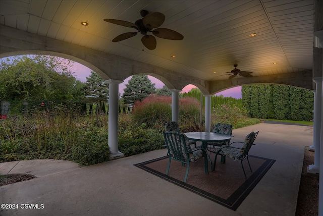 view of patio / terrace featuring outdoor dining space and ceiling fan