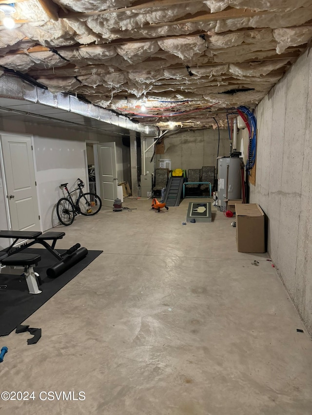 basement featuring gas water heater