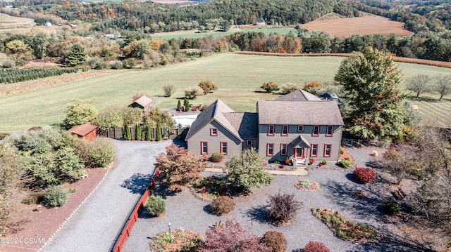 bird's eye view with a rural view