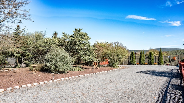 view of yard featuring a mountain view