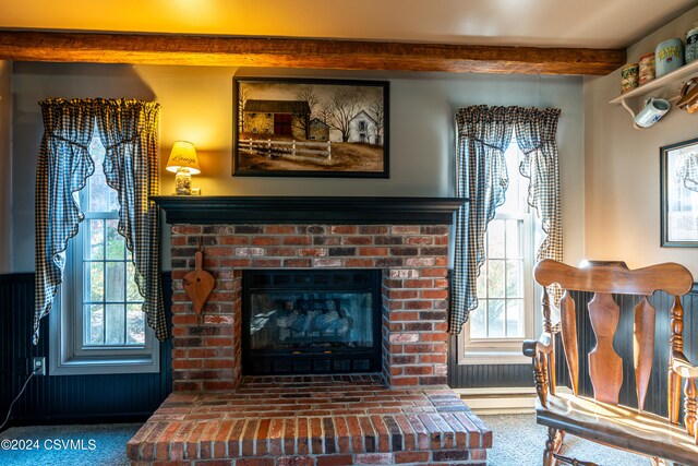 interior space with a fireplace