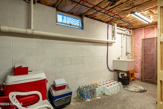 basement with sink