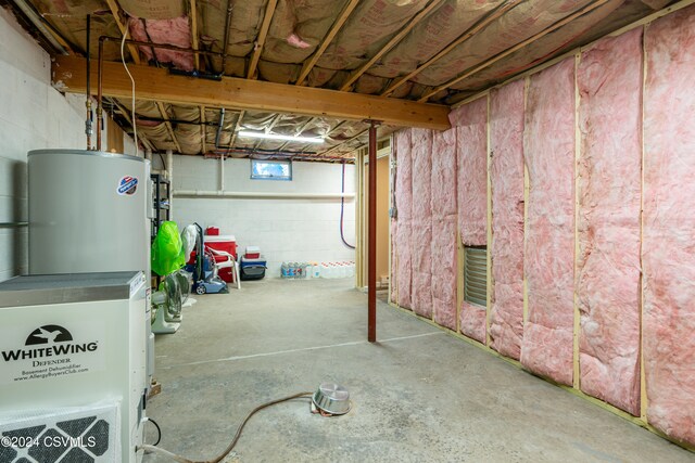 basement with water heater