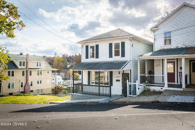 front facade with a porch