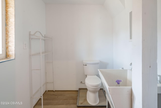 bathroom featuring hardwood / wood-style flooring and toilet