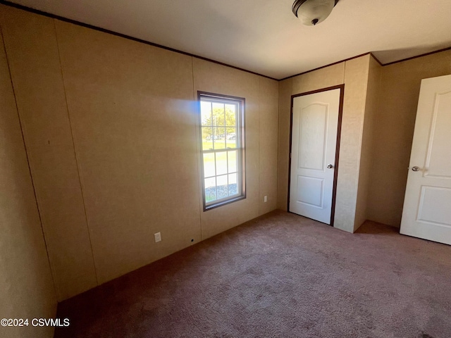 unfurnished bedroom featuring light carpet