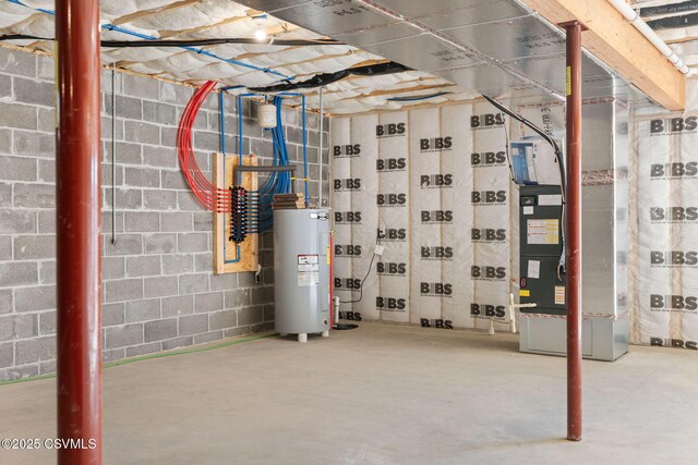 basement with water heater