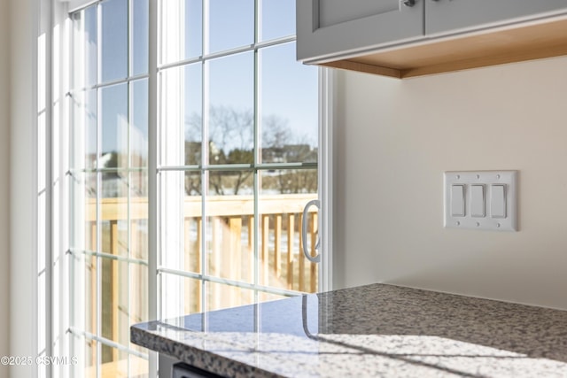 interior space with light stone counters