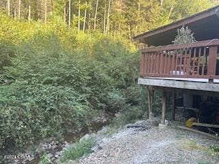 view of yard with a wooden deck