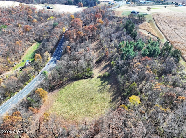 drone / aerial view with a rural view