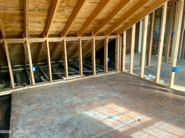 view of unfinished attic