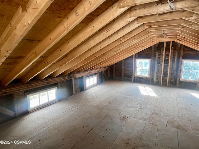 view of unfinished attic