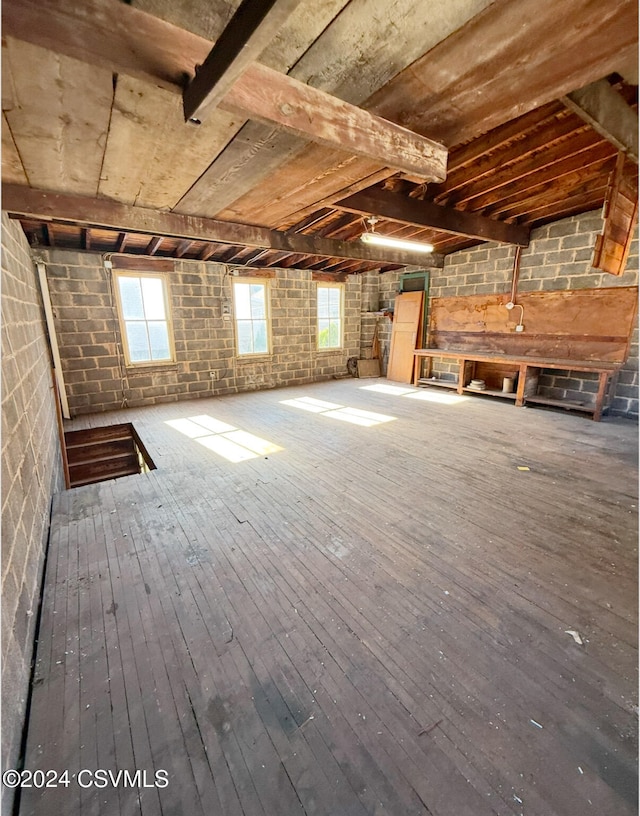 view of unfinished attic