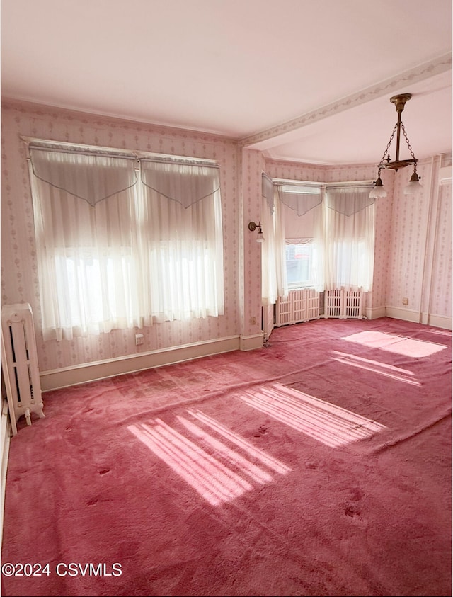 carpeted empty room with radiator