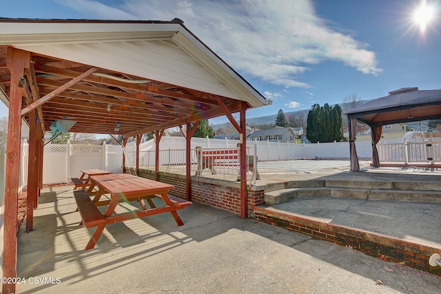 view of patio / terrace with a gazebo